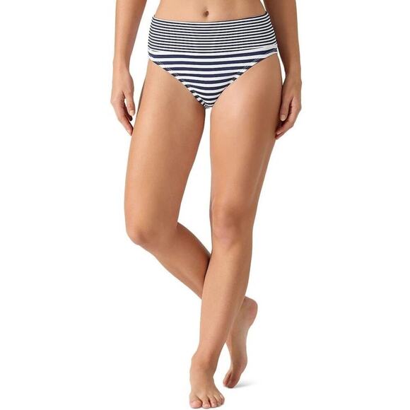 Tommy Bahama Women's Blue White High Waist Swim Bikini Bottom Size Large - Picture 1 of 7